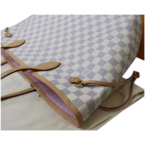 LOUIS VUITTON Neverfull MM Damier Azur Tote Shoulder Bag White