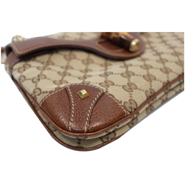 GUCCI Bambo Chain GG Signature Canvas Chain Shoulder Bag Beige 137391