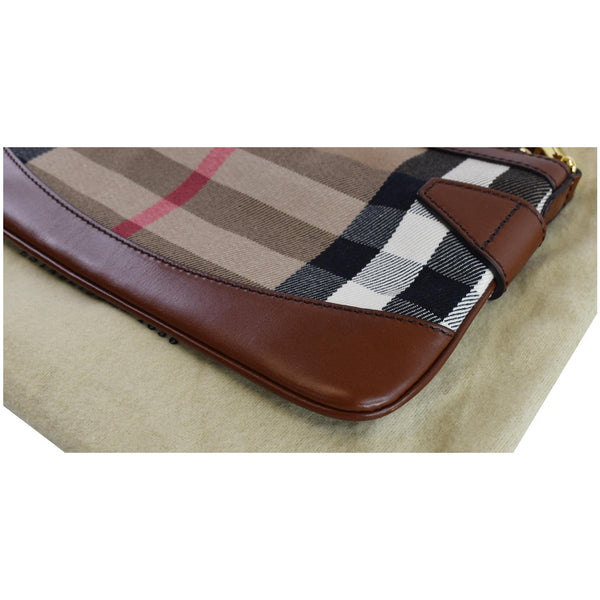 BURBERRY Bridle House Check Adeline Foldover Wristlet Clutch Crossboday Brown