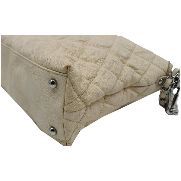 CHANEL French Riviera Quilted Caviar Leather Hobo Bag White