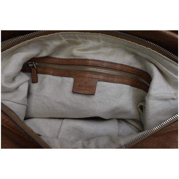 GUCCI Miss GG Pebbled Leather Hobo Bag Brown 323676