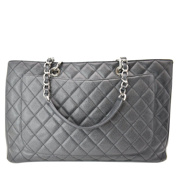CHANEL XL Grand Quilted Caviar Leather Shopping Tote Bag Black