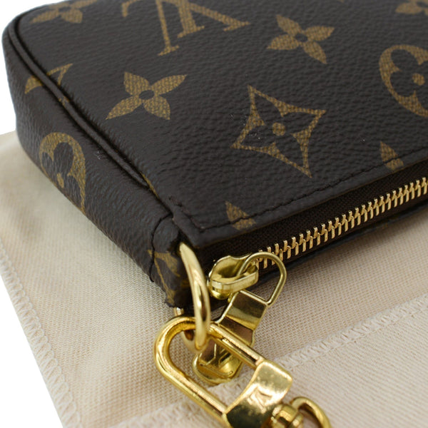LOUIS VUITTON Mini Pochette Monogram Canvas Accessoires Pouch Brown