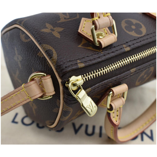 LOUIS VUITTON Nano Speedy Monogram Canvas Crossbody Bag Brown