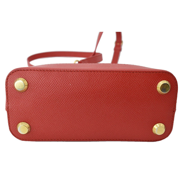 BALENCIAGA Ville Dome Leather Top Handle Crossbody Bag Red