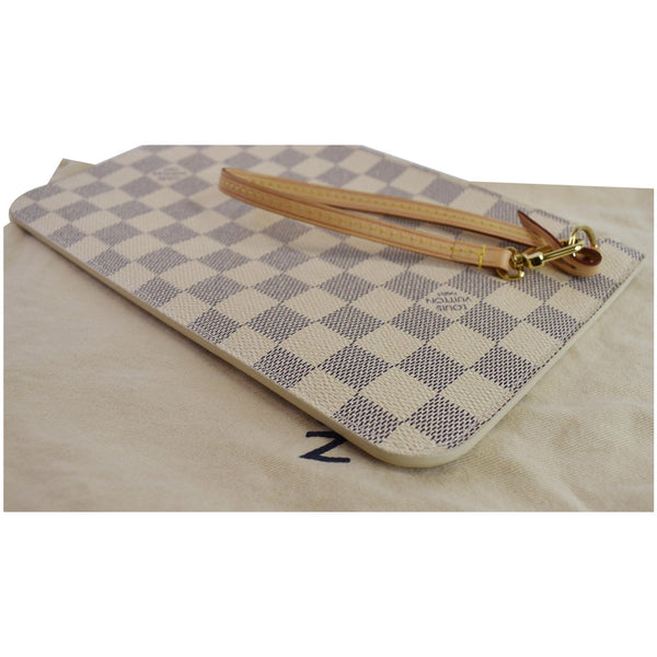 LOUIS VUITTON Pochette Wristlet Pouch Damier Azur Neverfull MM White