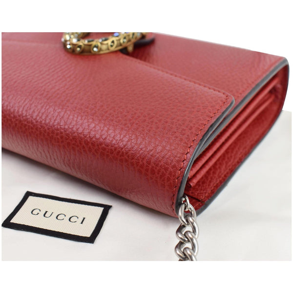 GUCCI Dionysus Mini Leather Crossbody Chain Wallet Red 401231