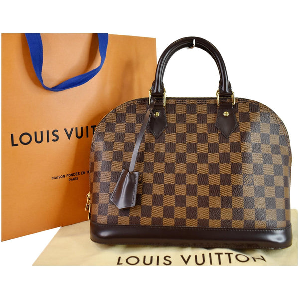 Louis Vuitton Alma Damier Ebene Satchel Bag Women - full front view