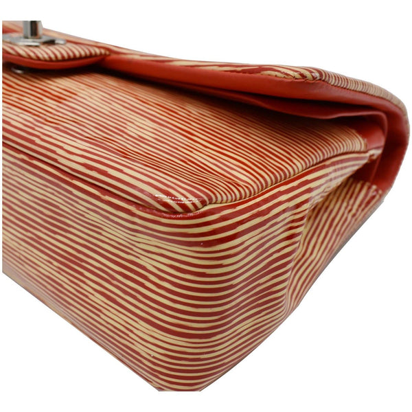 Chanel Medium Double Flap Striped Patent Leather Bag