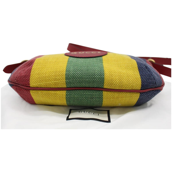 GUCCI Baiadera Stripe Script Logo Half Moon Canvas Hobo Shoulder Bag Multicolor 626422