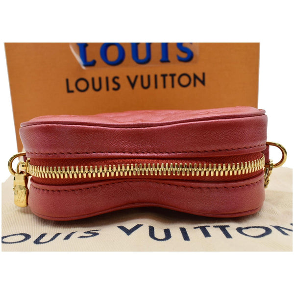 LOUIS VUITTON Heart on Chain Monogram Embossed Crossbody Bag Red