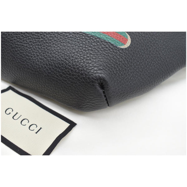 Used Gucci Print Small Leather Belt Waist Bum Bag Black