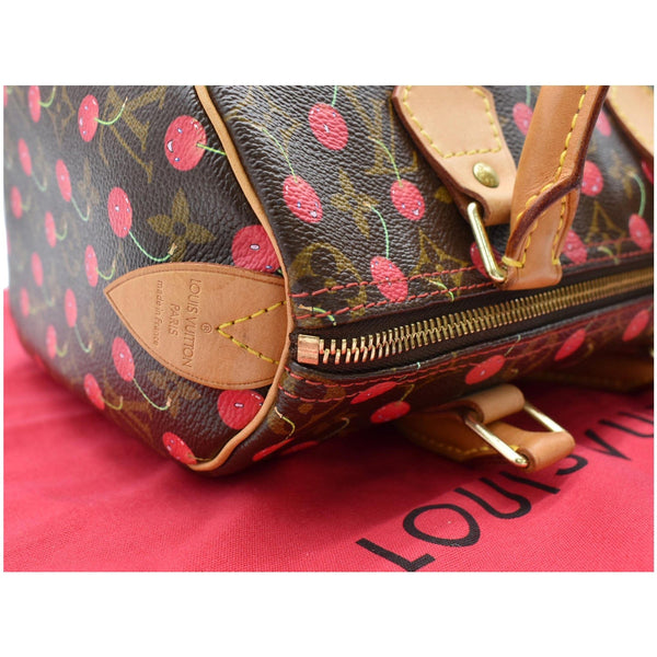 LOUIS VUITTON Cerises Speedy 25 Monogram Canvas Satchel Bag Brown