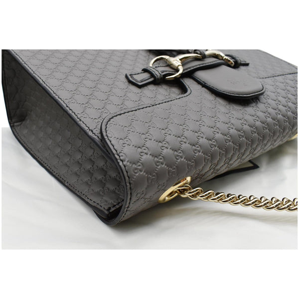 GUCCI Emily Medium GG Guccissima Leather Chain Shoulder Bag 449635 Gray