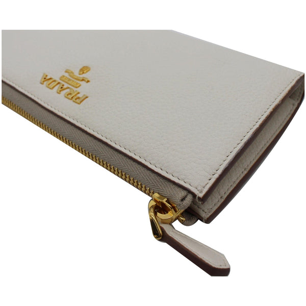 PRADA Saffiano Leather Long Wallet White