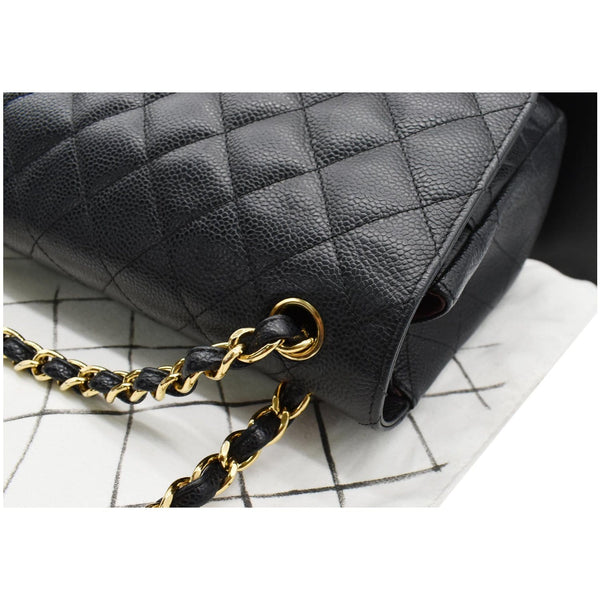 CHANEL Classic Jumbo Double Flap Caviar Leather Shoulder Bag Black