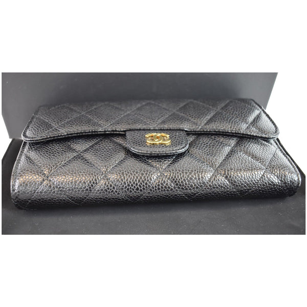 Chanel Large Flap Quilted Caviar Wallet Black
