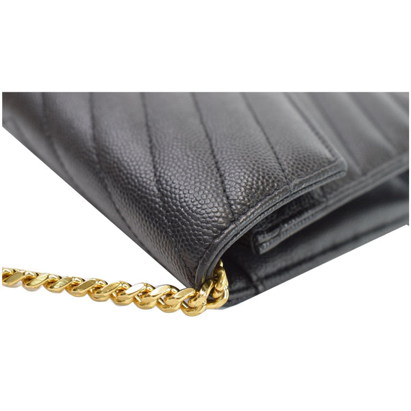 YVES SAINT LAURENT Envelope Monogram Leather Crossbody Chain Wallet Black