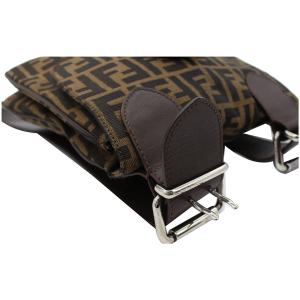 FENDI Zucca Canvas Buckle Shoulder Bag Tobacco Brown