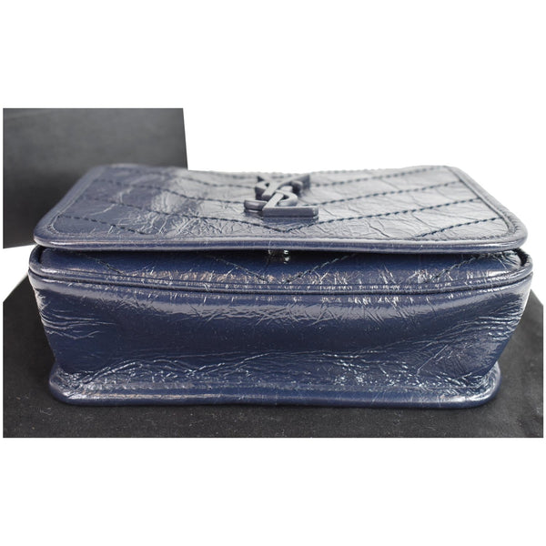 YVES SAINT LAURENT Niki Chain Wallet Leather Crossbody Bag Blue