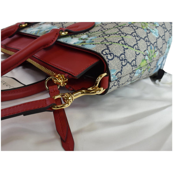 GUCCI Blooms GG Floral Supreme Canvas Leather Satchel Bag Red 546316
