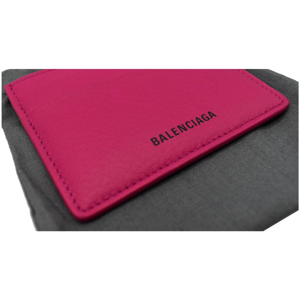 BALENCIAGA Leather Card Holder Pink