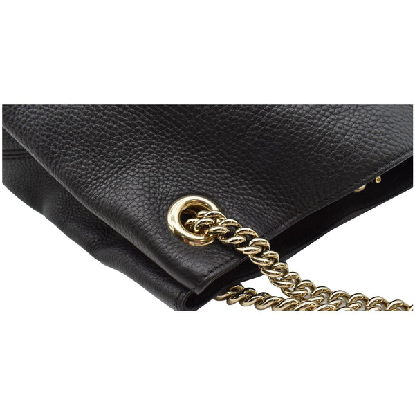 GUCCI Soho Pebbled Leather Chain Shoulder Bag Black 308982