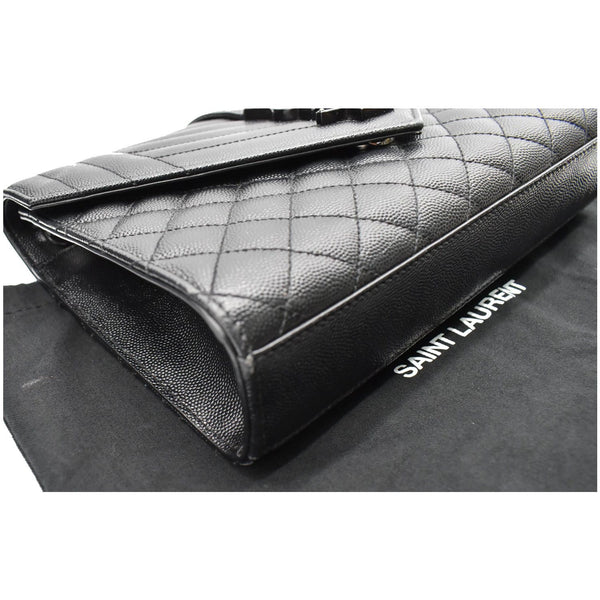 YVES SAINT LAURENT Envelope Mix Matelassé Chain Medium Leather Crossbody Bag Black