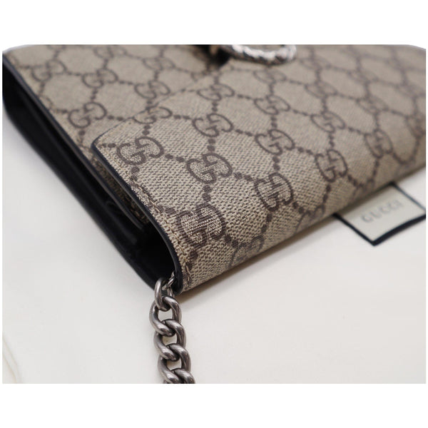 Gucci Dionysus GG Supreme Crossbody Chain Wallet Beige