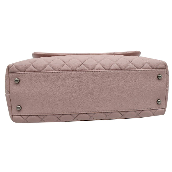 CHANEL Medium Coco Quilted Caviar Leather Top Handle Shoulder Bag Pink