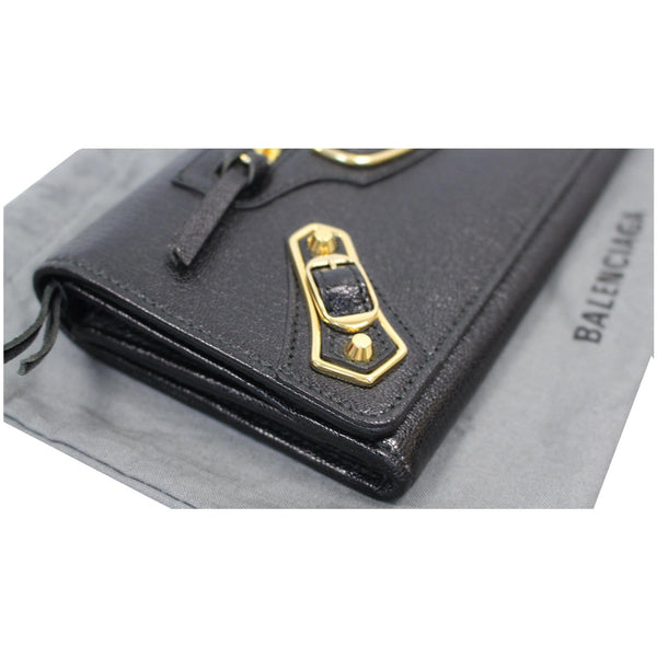 BALENCIAGA Classic Metallic Edge Continental Zip Around Wallet Black - 25% OFF