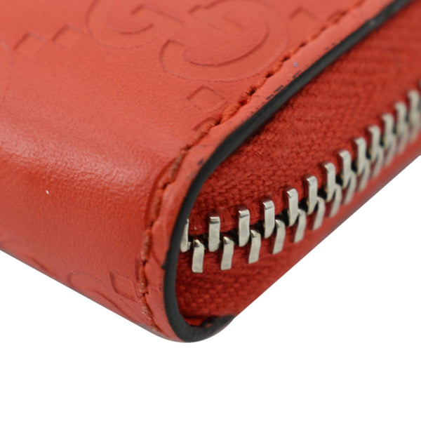 GUCCI GG Leather Zip Around Wallet Red 255452