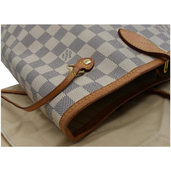 LOUIS VUITTON Neverfull MM Damier Azur Tote Shoulder Bag White