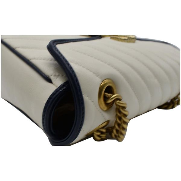 GUCCI Torchon GG Marmont Small Calfskin Matelasse Shoulder Bag White