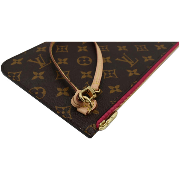 LOUIS VUITTON Neverfull MM Monogram Canvas Pochette Wristlet Pouch Brown