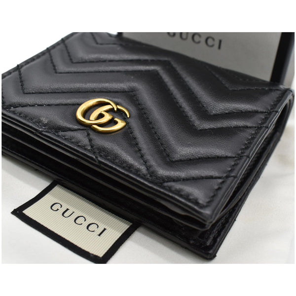 Gucci Marmont GG Matelasse Leather Card Case Wallet Black 466492