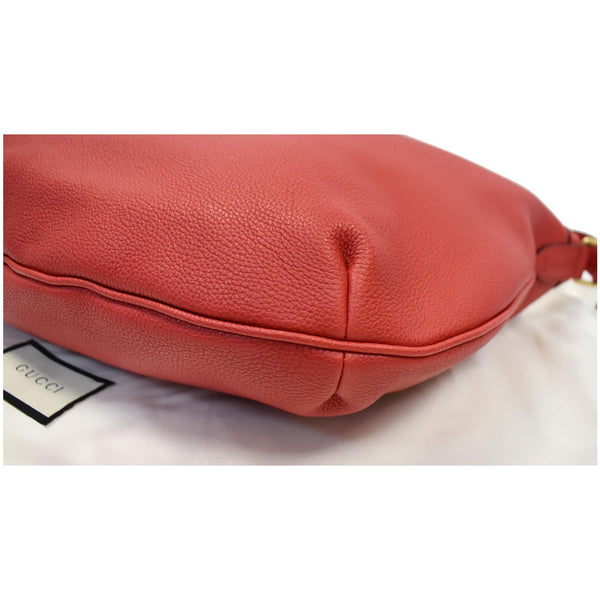 GUCCI Half Moon Logo Calfskin Leather Hobo Shoulder Bag Red 523588