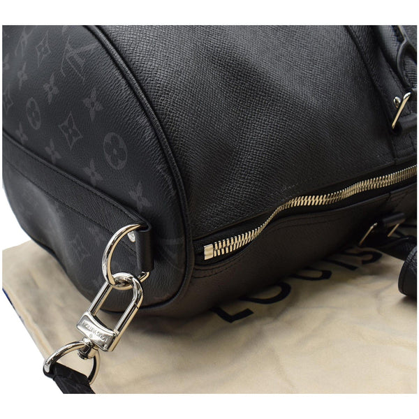 LOUIS VUITTON Keepall 50 Bandouliere Monogram Taiga Leather Travel Bag Black