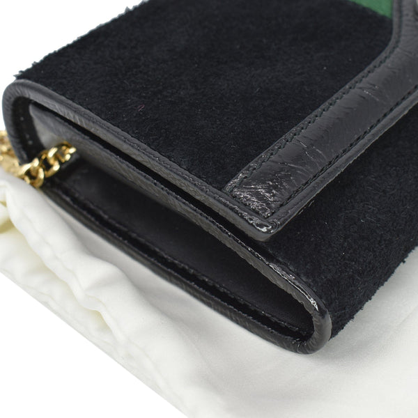 Gucci Ophidia Suede Patent Web Leather WOC Crossbody Bag