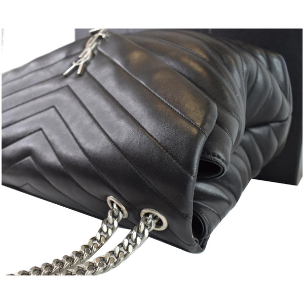 YVES SAINT LAURENT Large Loulou Calfskin Matelasse Chain Shoulder Bag Black