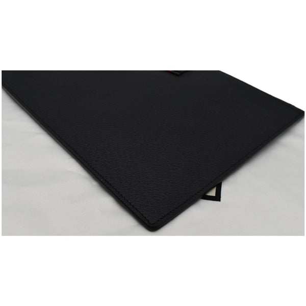 GUCCI Agora Web Leather Pouch Clutch Bag Black 428758