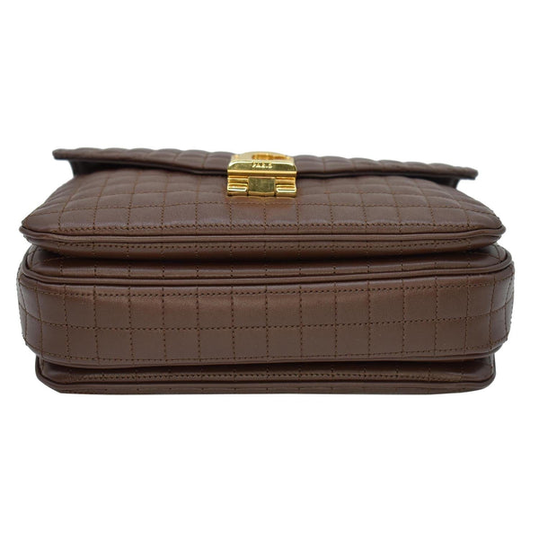 CELINE Medium C Quilted Leather Crossbody Bag Khaki