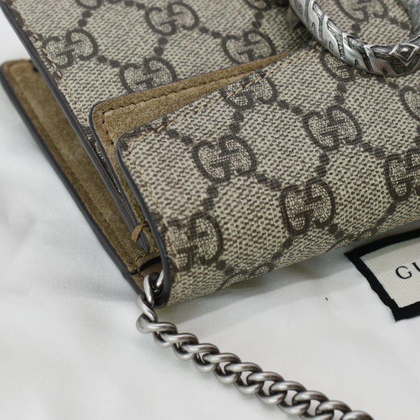GUCCI Dionysus Super Mini GG Supreme Canvas Crossbody Bag Taupe 476432