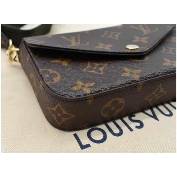 LOUIS VUITTON Felicie Strap & Go Pochette Monogram Canvas Crossbody Bag Khaki Green