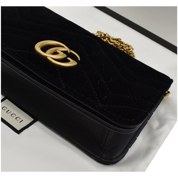 GUCCI GG Marmont Suede Leather Crossbody Bag Black 488426