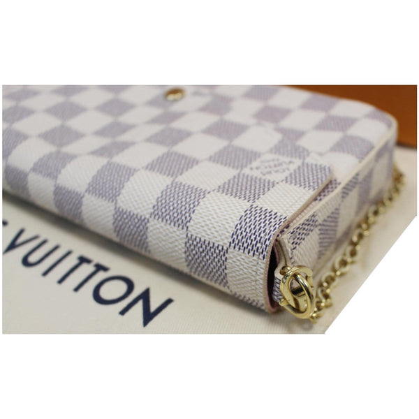 side view lv Pochette Felicie Damier Azur Bag White