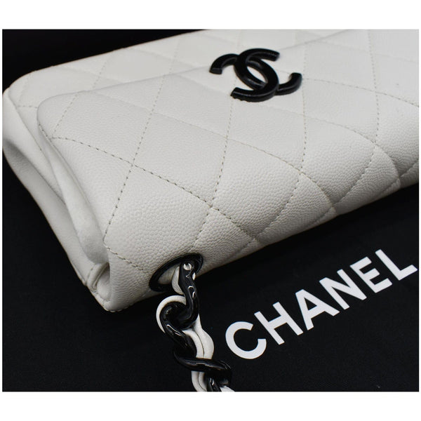 CHANEL My Everything Small Caviar Quilted Leather Flap Shoulder Bag White
