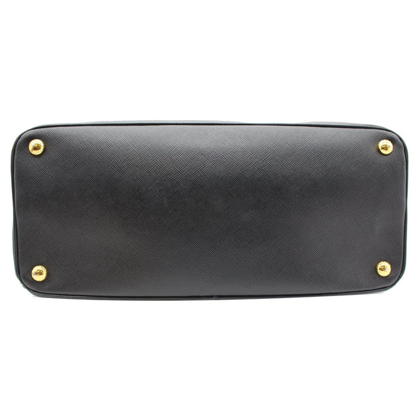 PRADA Saffiano Lux Double-Zip Leather Tote Shoulder Bag Black