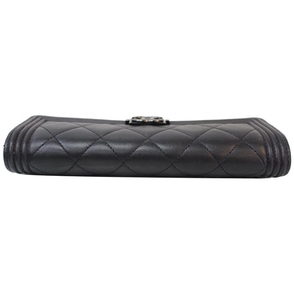 CHANEL Boy Large Flap Lambskin Leather Wallet Black