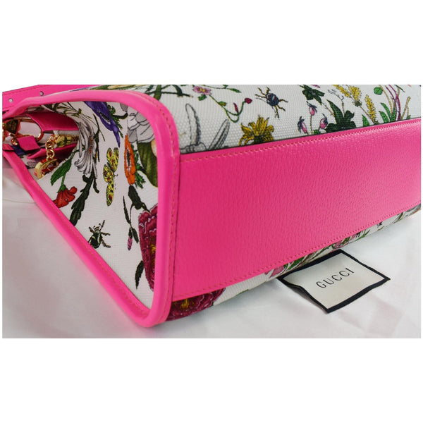 GUCCI Medium Flora Canvas Tote Shoulder Bag Pink 550141